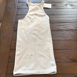 Free People Ribbed Racer Back Stretchy Tank Glacier Grey XS Small New
